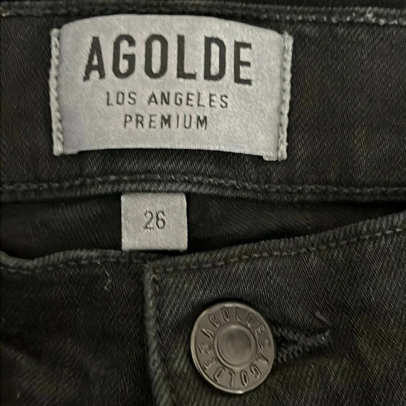 Agolde Sophie Feel Good Skinny Distressed Raw Hem Jeans in Black - Size 26 - Picture 5 of 7